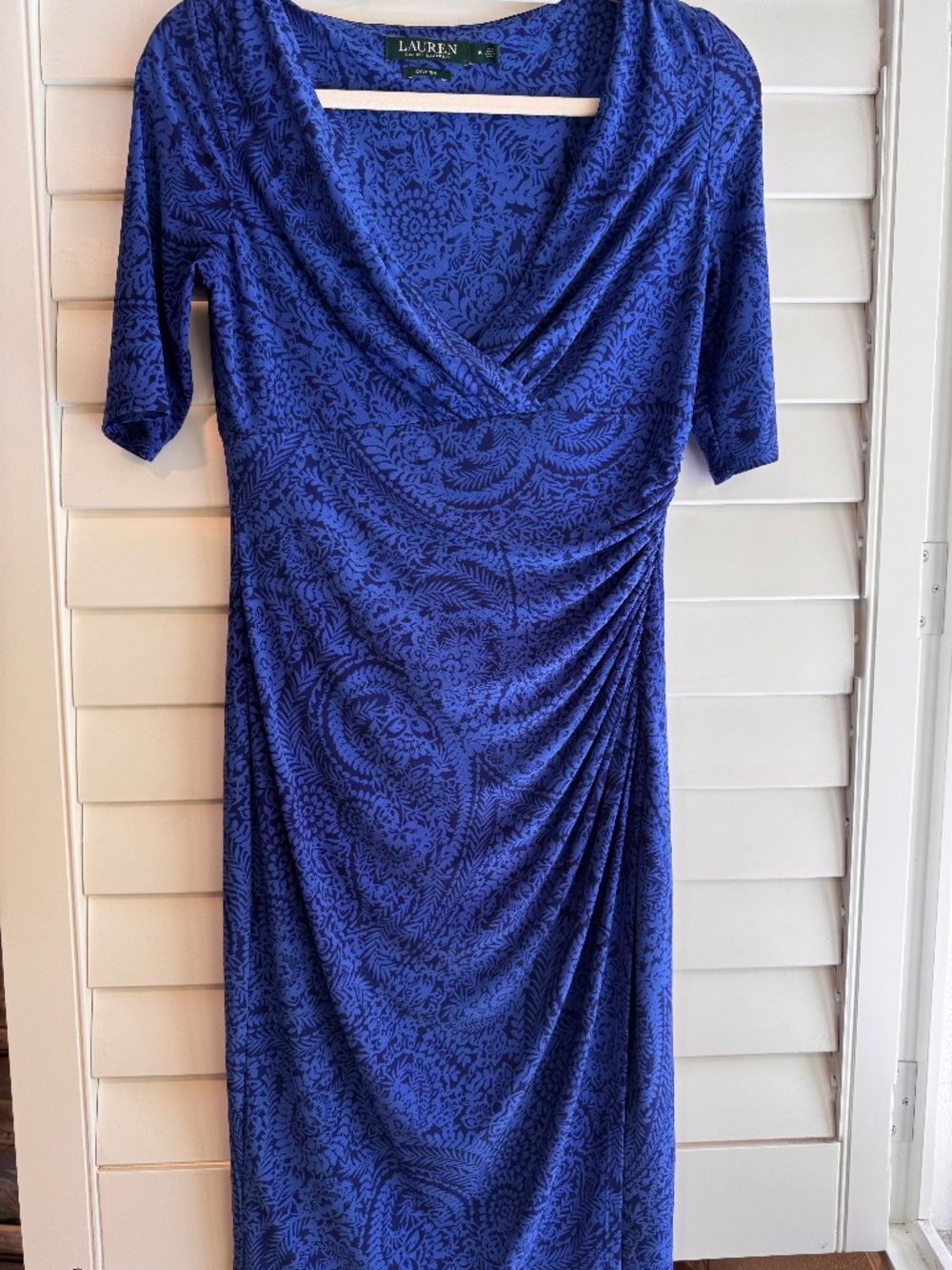 Ralph Lauren Royal Blue Wrap-Style Midi Dress